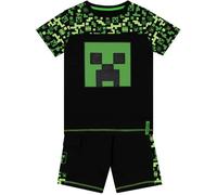 Minecraft Vêtements pour garçons T-Shirt, Shorts et Bermudas Creeper Garçon | Jeu de T-Shirts pour Enfants | Noir 7-8 Ans