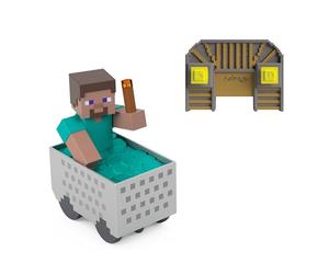 Minecraft Wagonnet télécommandé avec Steve, télécommande permettant d’effectuer Une Cascade sur Deux Roues, Turbo Boost et Lampe Torche, Code numérique et Design pixelisé, JMT40