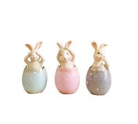 MineDecor Lot de 3 Lapins décoratifs en résine pour décoration de Table de Printemps et de Pâques
