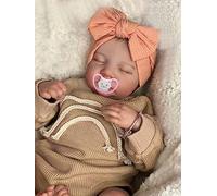 MineeQu 19 Pouces Cils Enracinés Réaliste Reborn Baby Doll Fabriqué en Silicone Vinyle Corps Complet Anatomiquement Correct Réaliste Sommeil Nouveau-né Fille Poupées Look Réel, Que Dieu Vous Bénisse