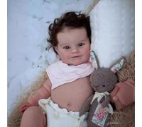 MineeQu 20 Pouces Cheveux enracinés Doux Souriant Vie Réel Reborn Bébé Poupée Crafted en Vinyle Corps Entier Anatomiquement correcte, Lifelike Poupée Fille Nouveau-né Regarder Réaliste
