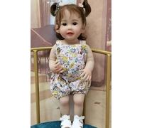 MineeQu 22 Pouces Mignon Réaliste Reborn Baby Doll Fabriqué en Silicone Complet du Corps Vinyle Anatomiquement Correct Réaliste Souriant avec Dents Nouveau-né Bébé Poupées Lavable pour Fille