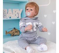 MineeQu 28 Pouces Énorme Taille Cheveux Blonds Enracinés Réaliste Reborn Baby Doll avec Doux Lesté Câlin Corps Réaliste Nouveau-né Toddler Garçon Poupées Qui A L'air Réel Et Se Sentir Réel
