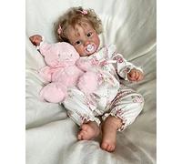 MineeQu 50CM Cute Alive Smiling Taille bébé Premie Doux au toucher Reborn Bébé Poupées avec des cheveux blonds enracinés Réaliste Nouveau-né Baby Dolls Jouets Cadeaux pour les enfants de 3 ans et plus