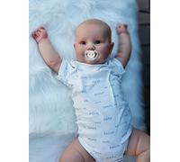 MineeQu 60CM Taille de bébé énorme Doux Sourire Regardez réel Poupées Reborn bébé câlin Ensemble-Cadeau avec Toucher Doux Corps en Tissu lesté Réaliste Nouveau-né Dolls Poupée d'art à Collectionner