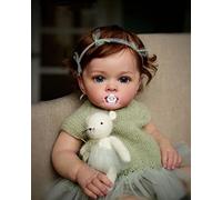 MineeQu 60CM Taille de bébé énorme en Silicone Vinyle Reborn Bébé Poupées Coffret Cadeau avec Corps lesté Doux au Toucher pour Nouveau-né Tout-Petit Princesse Fille Dolls pour Toujours Votre chérie