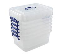 Minekkyes Boîtes Transparentes en Plastique, 6 Pack Caisses de Rangement avec Poignées