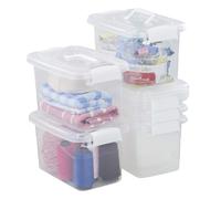 Minekkyes Lot de 6 bacs de rangement pour la maison Conteneur en plastique Bo te verrouillable avec poign e Poign e blanche