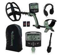 Minelab X-Terra Voyager Détecteur de métaux Professionnel Tout-Terrain pour Adultes avec Bobine étanche, 4 Modes de détection, écran rétroéclairé kit Complet avec écouteurs, Sac à Dos, Pelle Profonde
