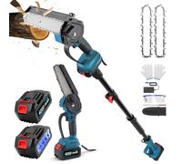 MINENICE 2 in 1 Mini Tronçonneuse et 6 Pouces Elagueuse sur Perche sans Fil, 4.9-6.8FT Tronçonneuse Télescopique avec 2 Batteries 4000 mAh, Brushless Perche Élagueuse pour l'élagage des Arbres