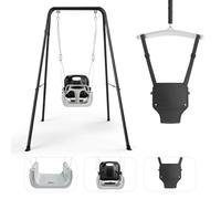 MINENICE Balançoire et butoir de porte pour bébé - 4 en 1 - Support en métal pliable pour l'intérieur et l'extérieur - Facile à monter et à ranger (noir)