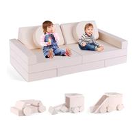 MINENICE Canapé Convertible pour Enfant, Conforme à la réglementation européenne, fabriqué avec des matériaux de Haute qualité (Ensemble de canapés pour Enfants 14 pièces - Beige)