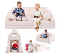 MINENICE Canapé pour Enfant, Bloc de Mousse, canapé modulaire, lit Pliable Amusant, pour garçons et Filles, Intelligence du développement (Beige)