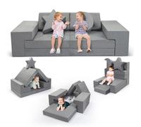 MINENICE Canapé pour enfants, bloc de mousse - Canapé modulaire - Lit pliable amusant - Pour garçons et filles - Intelligence du développement - Gris - L