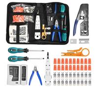 MINENICE Kit d'outils de sertissage RJ45 avec 20 connecteurs RJ45 Cat7/Cat6a Pass-Through Testeur de réseau, outil d'insertion LSA, coupe-fil, réparation professionnel RJ45/RJ11/RJ12