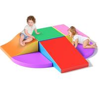 MINENICE Lot de 6 jeux d'escalade et d'éveil en mousse souple - Pierres d'escalade modulaires en cuir synthétique pour tout-petits - Jouet d'escalade éducatif pour enfants - Intérieur et extérieur