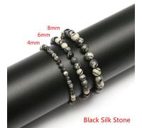 Mineraali-Bracelets Extensibles En Pierre Naturelle,Quartz Rose,Lapis Lazuli,Alanding Yst Crystal,Perle Ronde,Bijoux En Pierres Précieuses De Guérison,4 M,6 M,8 M - Type Black Silk Stone-1pc 8mm Size