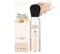 Mineral Brush Spf30,Poudre De Protection Solaire Pour Le Visage,Poudre Fixatrice De Protection Solairé Naturelle,Poudré Fixatrice Maquillage,Pour Base Maquillage,With Applicateur Creme Solaire (1)