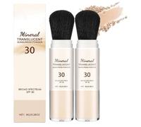 Mineral Brush Spf30,Poudre De Protection Solaire Pour Le Visage,Poudre Fixatrice De Protection Solairé Naturelle,Poudré Fixatrice Maquillage,Pour Base Maquillage,With Applicateur Creme Solaire (2)
