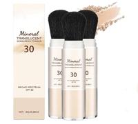 Mineral Brush Spf30,Poudre De Protection Solaire Pour Le Visage,Poudre Fixatrice De Protection Solairé Naturelle,Poudré Fixatrice Maquillage,Pour Base Maquillage,With Applicateur Creme Solaire (3)