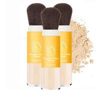 Mineral Brush SPF35 - Poudre de protection solaire SPF30 pour le visage avec filtres minéraux et pinceau applicateur pratique,Crème solaire minérale spf 35 transclucente,légère, non grasse (3)