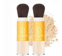 Mineral Brush SPF35 - Poudre de protection solaire SPF30 pour le visage avec filtres minéraux et pinceau applicateur pratique,Crème solaire minérale spf 35 transclucente,légère, non grasse (2)