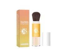 Mineral Powder Sunscreen With Makeup Brush, 1 Piece Loose Setting Powder Spf 35+, Waterproof Translucent Face Powder, Non-greasy Sun Protection Sunblock For Travel Summer Vacation Festival Hiking