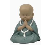 Minéraux et Cristaux - Statuette Bonze en Prière, Décoration Feng Shui Porte-Bonheur, Ambiance Zen et Relaxante, Couleur Bleu Clair, Idée Cadeau Originale pour la Maison