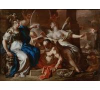 Minerve avec chronos et histoire ; une étude pour une allégorie du règne des Habsbourg à Naples par Francesco Solimena (45,7 x 61 cm)