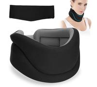 Minerve Collier Cervical Souple Ajustable pour le Sommeil, Soulage la Douleur du Cou et la Pression Vertébrale, Fournit un Soutien au Cou (Noir, 8CM de Profondeur, L)