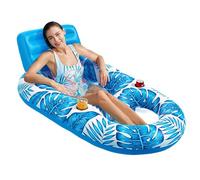 Mines de natation pour adultes : hamac d'eau, flotteurs de piscine gonflables pour adultes, matelas gonflable motif feuilles de Ahorn avec porte-gobelet pour jardin Teen Tanes