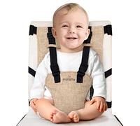 Mineto Chaise Nomade Bebe Portable Ultra-Légère, Harnais Sécurisé 3 Points, Rehausseur chaise enfant de voyage Facile à Transporter, Siege Bebe Assis de 6 Mois à 3 Ans, Lavable et Universel Beige