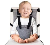 Mineto Chaise Nomade Bebe Portable Ultra-Légère, Harnais Sécurisé 3 Points, Rehausseur chaise enfant de voyage Facile à Transporter, Siege Bebe Assis de 6 Mois à 3 Ans, Lavable et Universel Gris