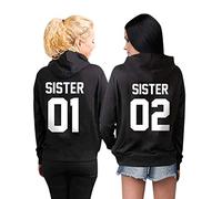 Minetom Ami Pull Sweat À Capuche pour Deux Filles Femmes Best Friend Pullover Hoodie Meilleur Ami Manches Longues Sweatshirt Cadeau B Noir 02 38