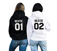 Minetom Ami Pull Sweat À Capuche pour Deux Filles Femmes Best Friend Pullover Hoodie Meilleur Ami Manches Longues Sweatshirt Cadeau A Bestie Noir 01 46
