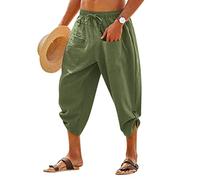 Minetom Bermuda Homme Short Cargo Pantalon 3/4 Pantacourt Décontracté Taille Élastiquée Short De Plage avec Poches Pantalon Court Outdoor B Vert M
