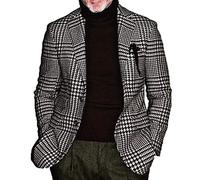 Minetom Blazer Homme Slim Fit Formel avec Un Bouton - Veste de Mariage, d'Affaires, Bal - À Carreaux pour Automne Hiver - B Plaid L