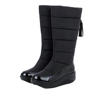 Minetom Bottes Femme Chaussures Bottines Hiver Imperméable Bottes De Neige Fourrée Chaude Bottines De Pluie Bottes Ski Winter Boots A Noir 41 EU
