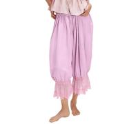 Minetom Capri Pantalon De Pyjama Femme Été Léger Victoriens Y2K Pantacourt Ample Vintage À La Maison Culotte Bouffantes Renaissance avec Dentelle A Rose S
