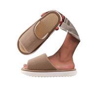 Minetom Chaussons Hommes Cotton Flax Casual Soft Light À Bout Ouvert Pantoufles Maison Confortables Et Respirables Antidérapant Pour Intérieur Et Extérieur B Marron 44/45 EU