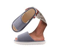 Minetom Chaussons Hommes Cotton Flax Casual Soft Light À Bout Ouvert Pantoufles Maison Confortables Et Respirables Antidérapant Pour Intérieur Et Extérieur B Bleu 44/45 EU