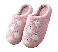 Minetom Chaussons Hommes Femmes Halloween Pantoufles Peluche Maison Mémoire Mousse Bois Automne Hiver Intérieur/Extérieur C Style 02 43/44 EU