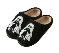 Minetom Chaussons Hommes Femmes Halloween Pantoufles Peluche Maison Mémoire Mousse Bois Automne Hiver Intérieur/Extérieur B Style 02 43/44 EU