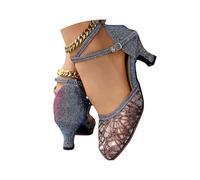 Minetom Chaussures Danse Latine Femme Paillettes Talon Haut Chaussures De Tango Les Soirées Salon Tango Salsa Sandale A Bleu 42 EU