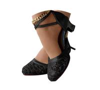 Minetom Chaussures Danse Latine Femme Paillettes Talon Haut Chaussures De Tango Les Soirées Salon Tango Salsa Sandale B Noir 38 EU