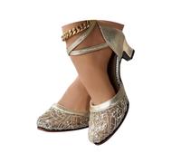 Minetom Chaussures Danse Latine Femme Paillettes Talon Haut Chaussures De Tango Les Soirées Salon Tango Salsa Sandale B Or 36 EU