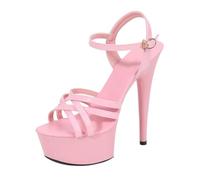 Minetom Escarpins Femme Bout Ouvert Talon Haut Plateforme Talons Hauts Aiguille Sandales Mariage Bureau Soiree Chaussures A Rose 40 EU