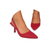 Minetom Escarpins Femme Suède Pumps Talon Haut Et Bout Fermé Parfait pour Les Mariages Et Les Fêtes Slip-on High Heels A Rouge 43 EU