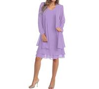 Minetom Femme Dentelle Robe De Soiree Fête Dress De Ceremonie Mariage Cocktail sans Manche Tulle Boléros Demoiselle d'honneur Robe J Violet 48