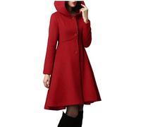 Minetom Femme Manteau À Capuche Châle Manteau Blousons Corne Longues Outwear Boutons Long Cardigan Chaud Veste De Soiree Cape À Capuche A Rouge XS